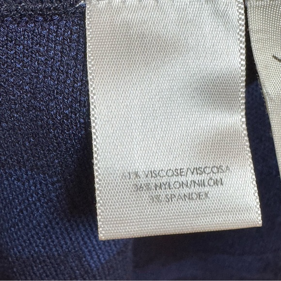 Women’s Ann Taylor Navy & Cobalt GeometricSleeveless Fit & Flare Dress, Large - Picture 3 of 6